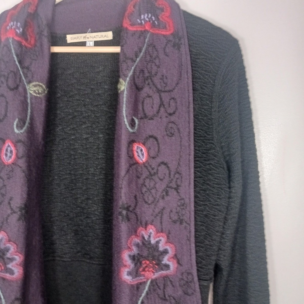 Simply Natural Alpaca Blend Embroidered Cardigan Women's L Asymmetrical Peru - Picture 8 of 8